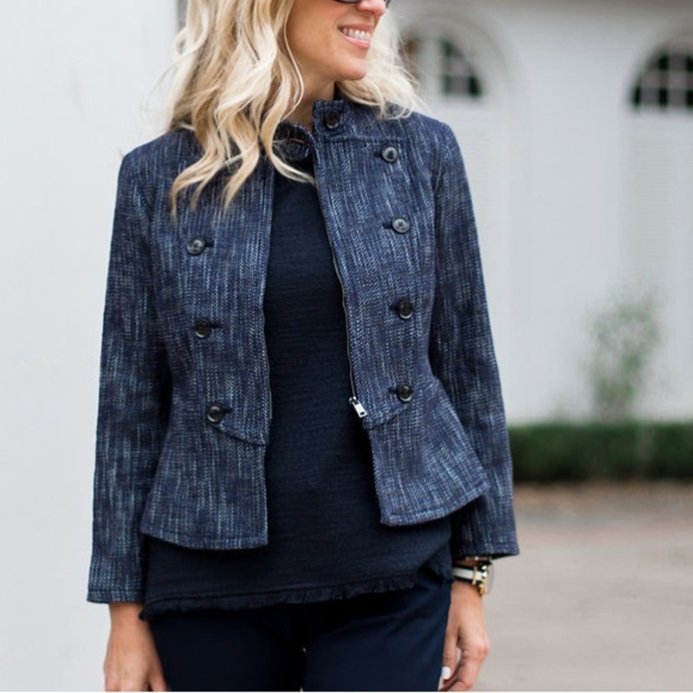 BANANA REPUBLIC | Military Jacket | Navy Tweed Jacket | Boucle